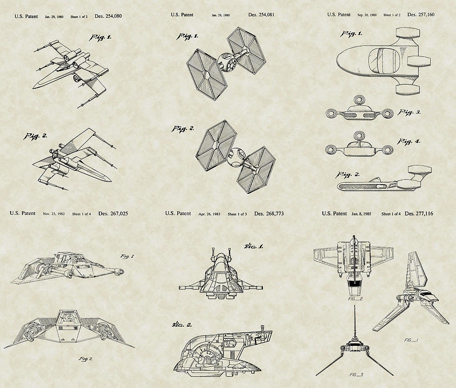 900x765 Star Wars Vehicles Patent Collection Drawing By Patentsasart