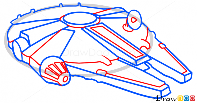 665x349 How To Draw Millennium Falcon, Star Wars, Spaceships Camere De