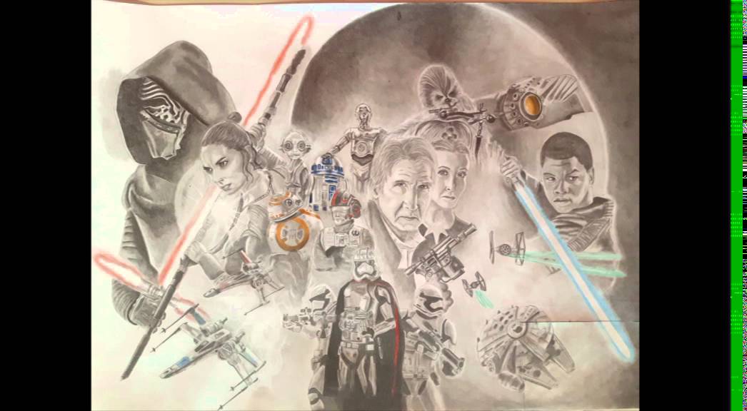 1046x576 Star Wars Poster Draw With Pencil