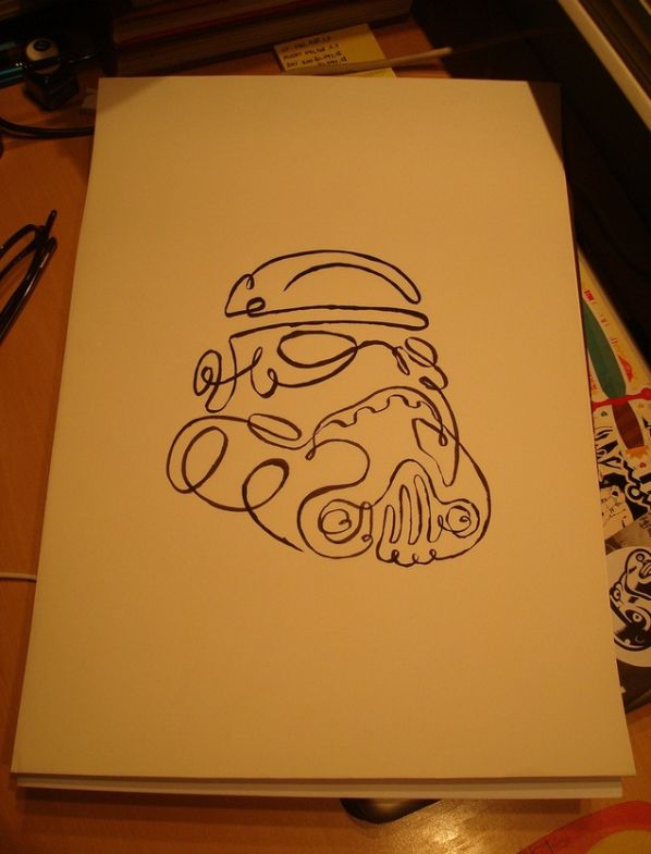 598x785 One Line Stormtrooper Drawing Walyou