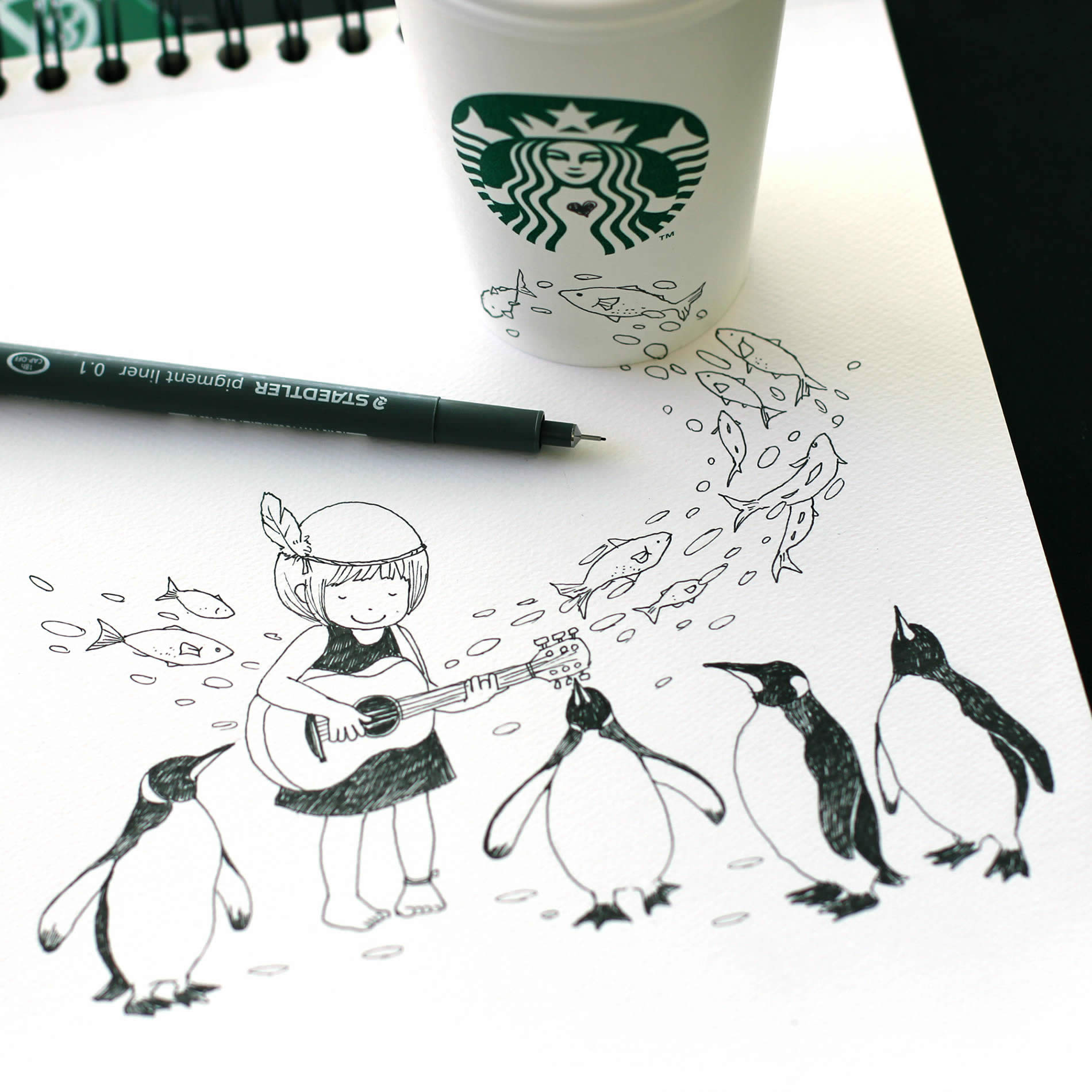 1900x1900 Tomoko Shintani's New Drawings On Starbucks Cups Scene360