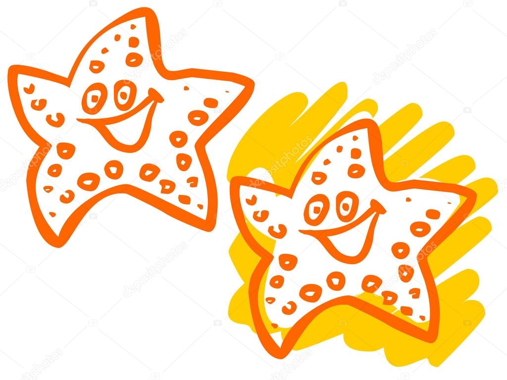 1024x768 Cartoon Illustration Of A Fanny Starfish. Stock Photo