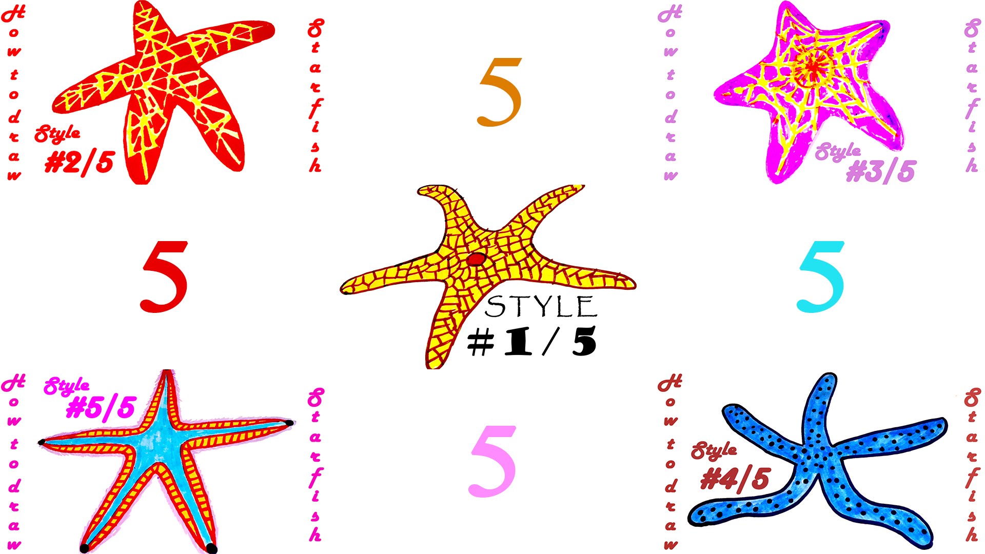 1920x1080 How To Draw A Starfish Step By Step Easy For Kids And Color 5