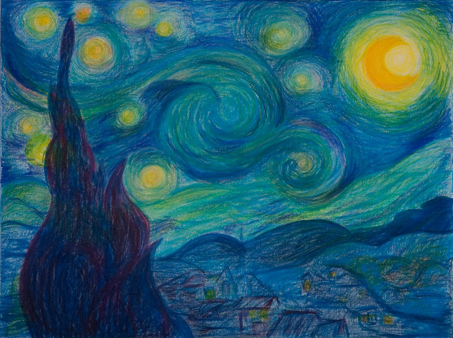900x671 Vincent Starry Night Drawing By Elena Soldatkina