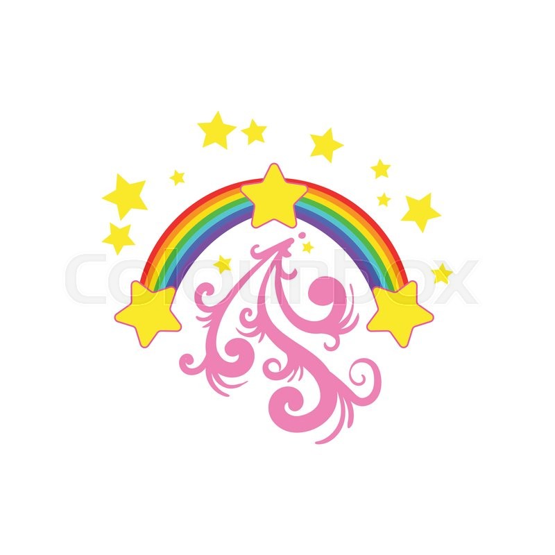 800x800 Rainbow And Stars Flat Isolated Childish Style Simple Vector