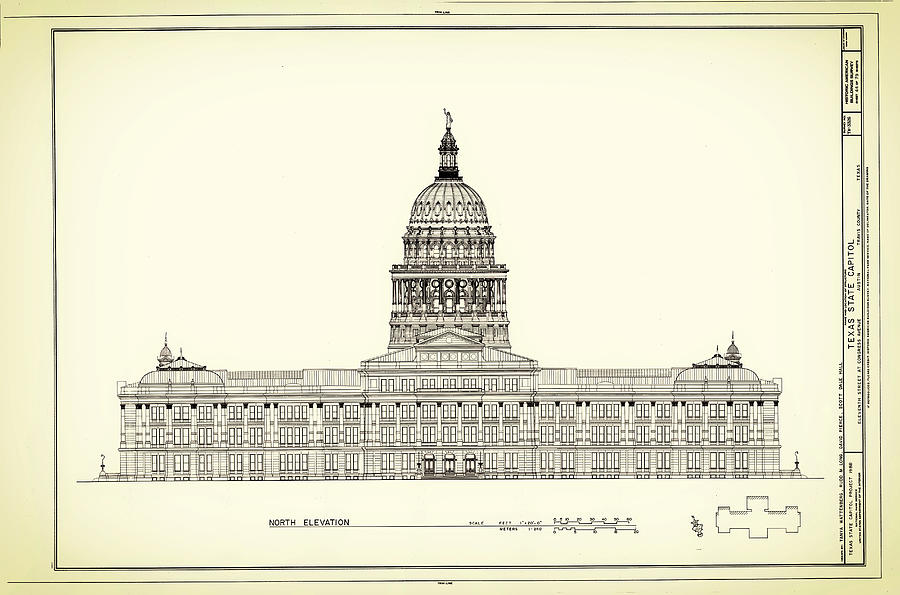 900x595 Texas State Capitol Architectural Design Drawing By Mountain Dreams
