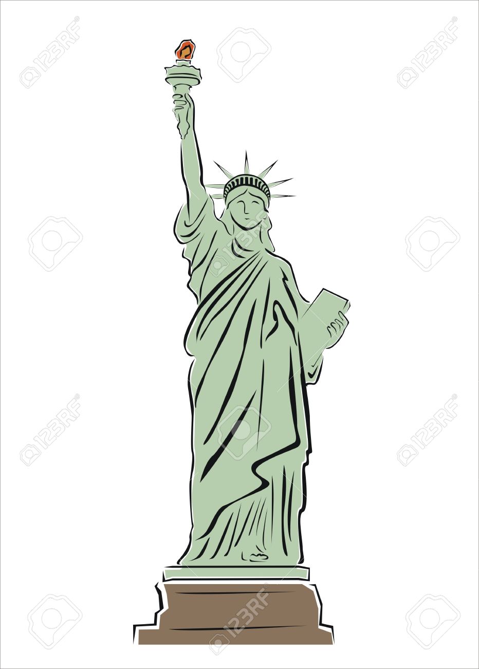 932x1300 Drawing Of The Statue Of Liberty Royalty Free Cliparts, Vectors