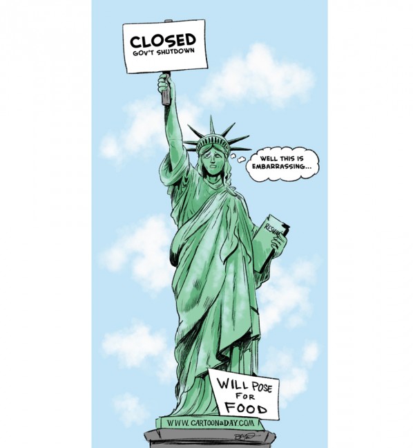 598x648 Government Shutdown Statue Of Liberty Cartoon