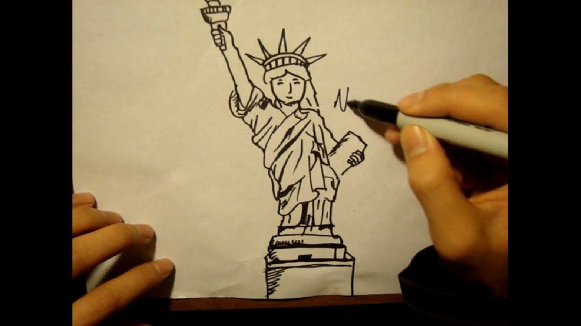 1920x1080 How To Draw Statue Of Libertyfacetorchcartoon Style