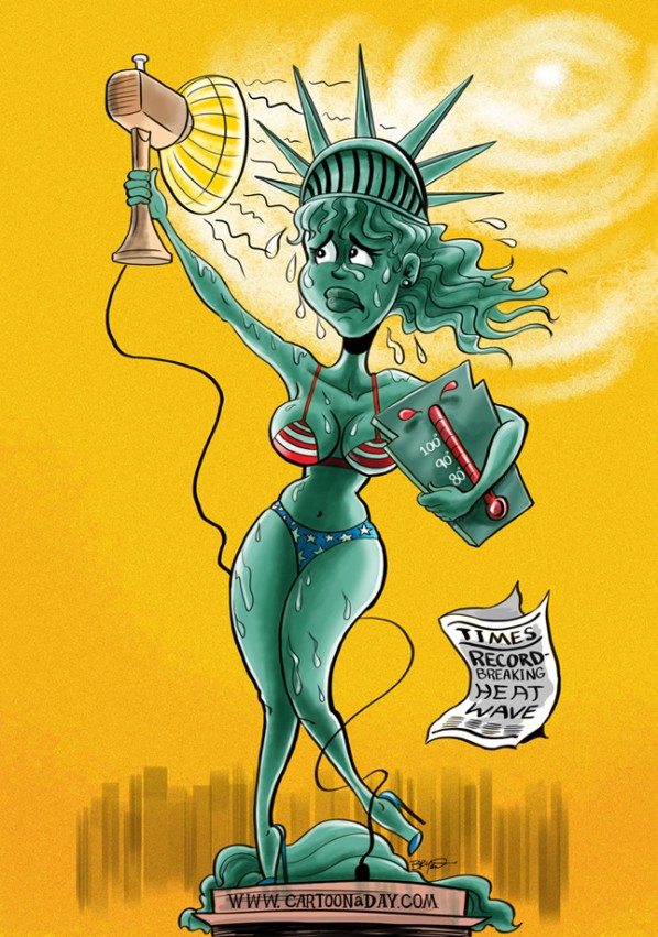 598x851 Statue Of Liberty National Heat Wave Cartoon