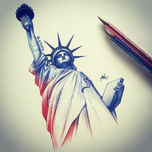 500x500 Statue Of Liberty Colored Pencils Art Art Colored Pencils