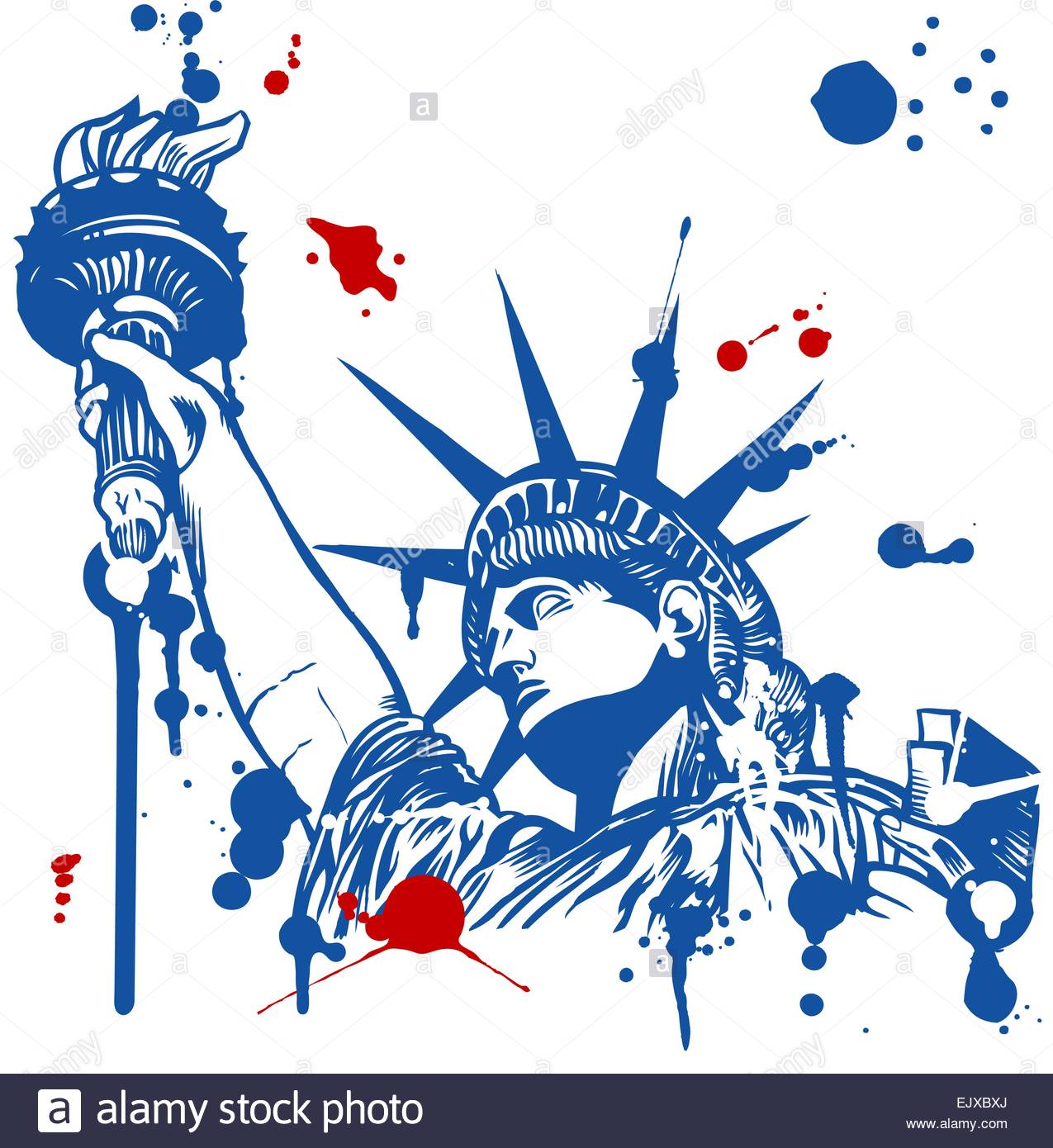 1275x1390 Statue Of Liberty With Torch With Ink Dripping Stock Vector Art