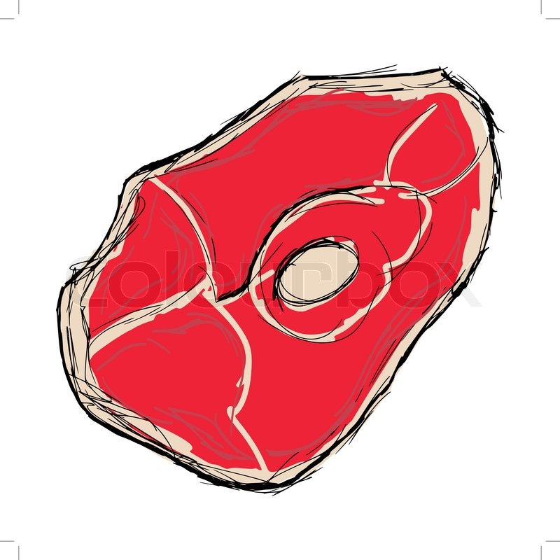 800x800 Hand Drawn, Cartoon, Sketch Illustration Of Steak Stock Vector