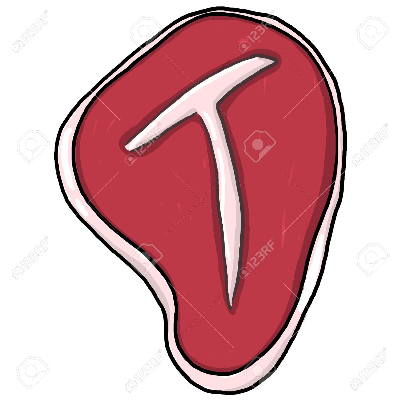 1300x1300 Isolated Slice Of T Bone Steak Illustration Steak Cartoon Style