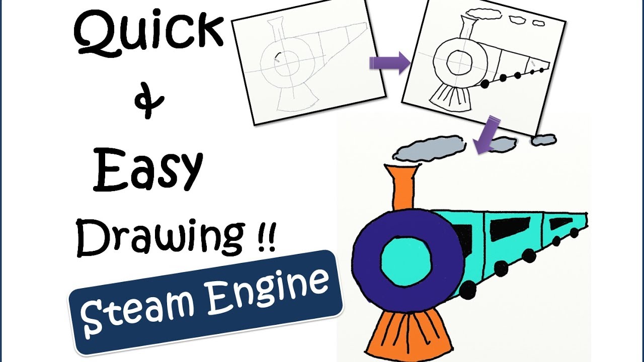 1280x720 How To Draw A Train Or Steam Engine Quick And Easy Drawing