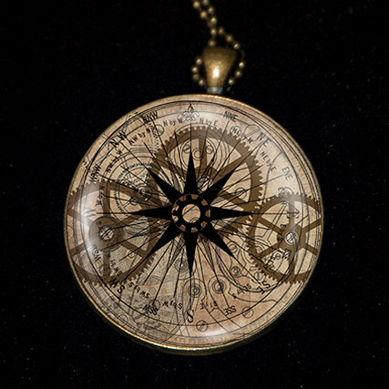 427x427 Nautical Steampunk Compass Necklace