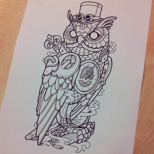 500x500 Steampunk Owl Tattoo Working On A Mechanical Owl Tattoo For Niels