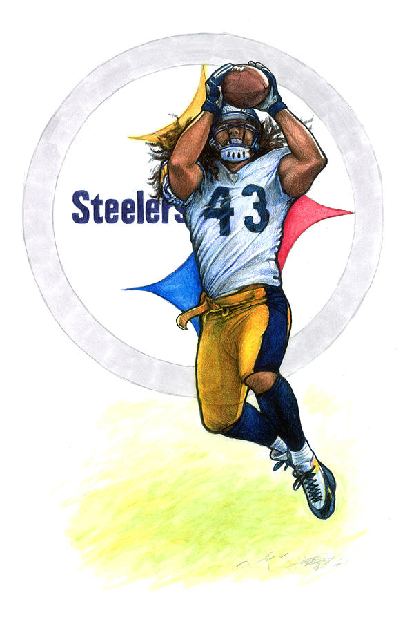 600x900 Polamalu Drawing By Erik Schutzman