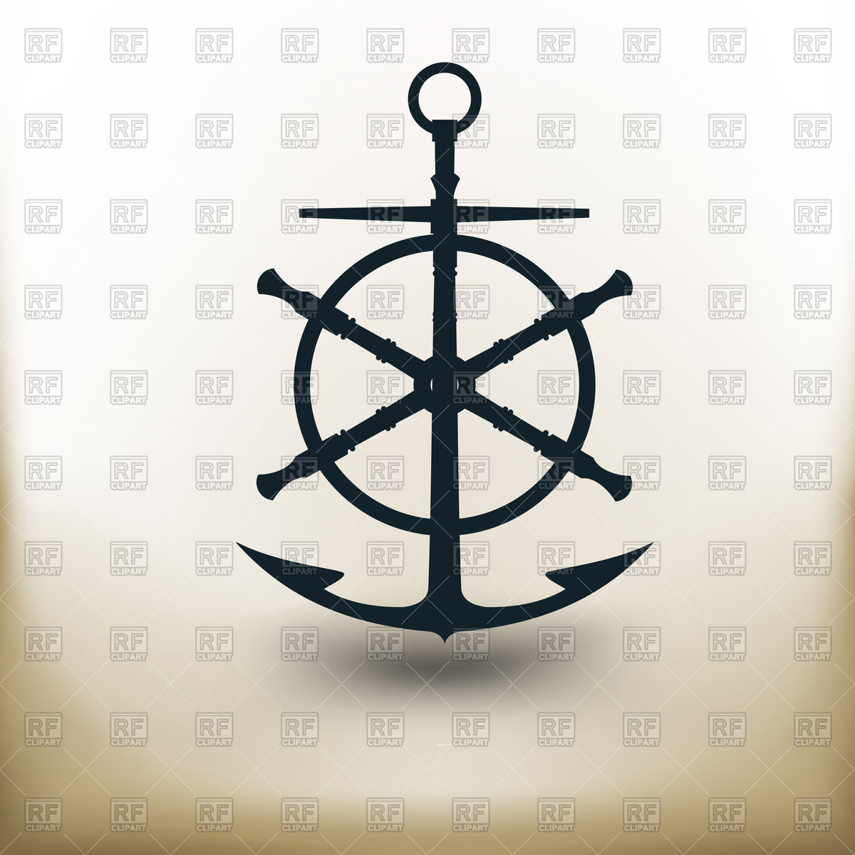 1200x1200 Pictogram Of Ancient Anchor And Steering Wheel Royalty Free Vector
