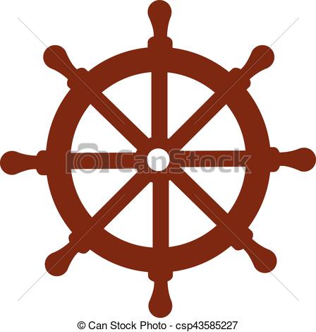 448x470 Ship Steering Wheel Vector Illustration