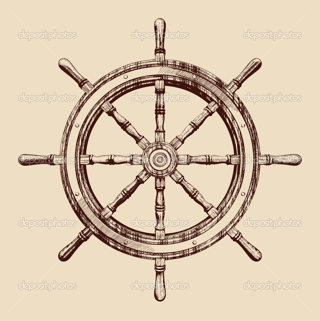 1019x1023 Vintage Ship Wheel Drawing Ship Steering Wheel Vintage Ocean