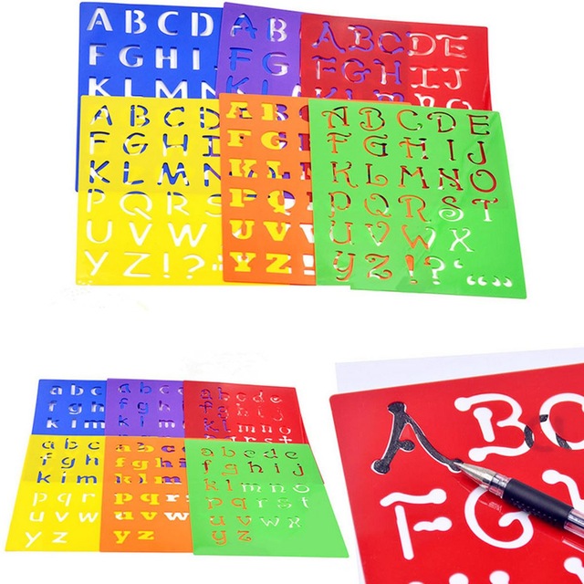 640x640 Kids Capitall Alphabet Letter Drawing Templates 6pcs Washable