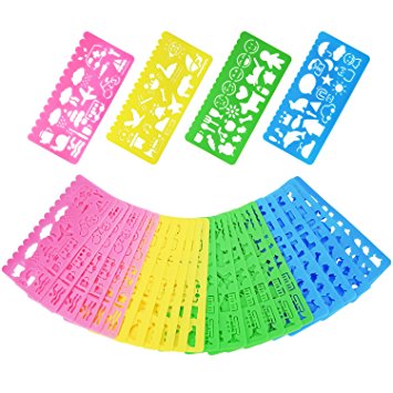 355x355 Plastic Stencils Drawing Stencil Set For Kids, 74 Shapes, 24