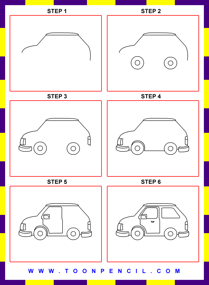 735x1000 How To Draw Car Side For Kids Step By Step. Draw Automobiles
