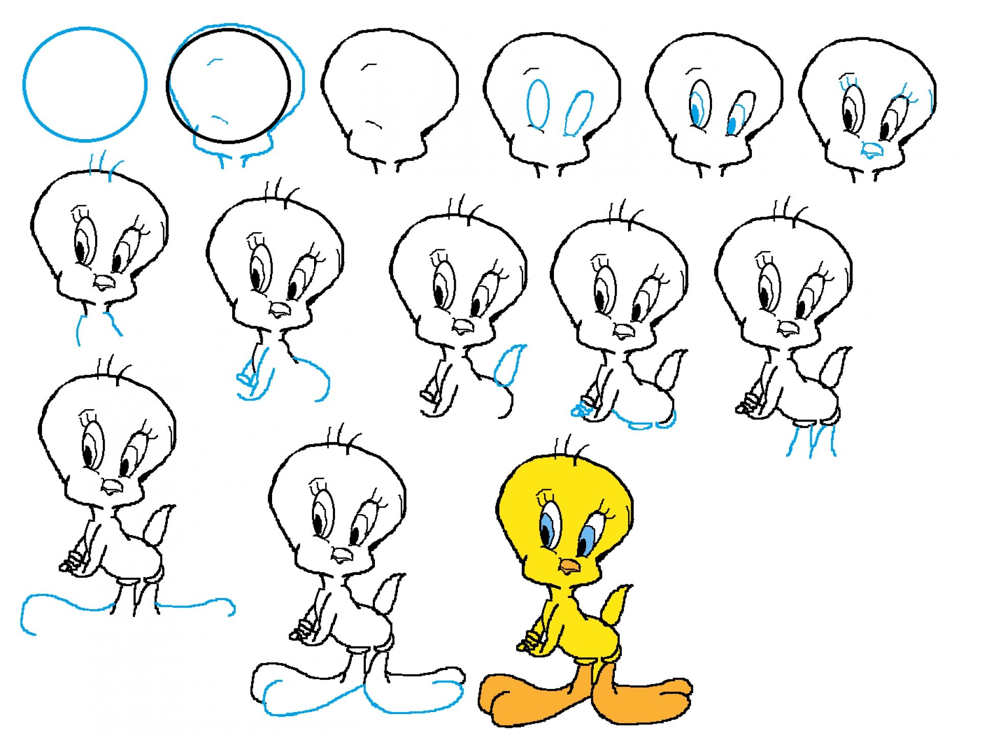 1920x1433 Easy Anime Tweety How To Draw Cartoon Characters Step By Step