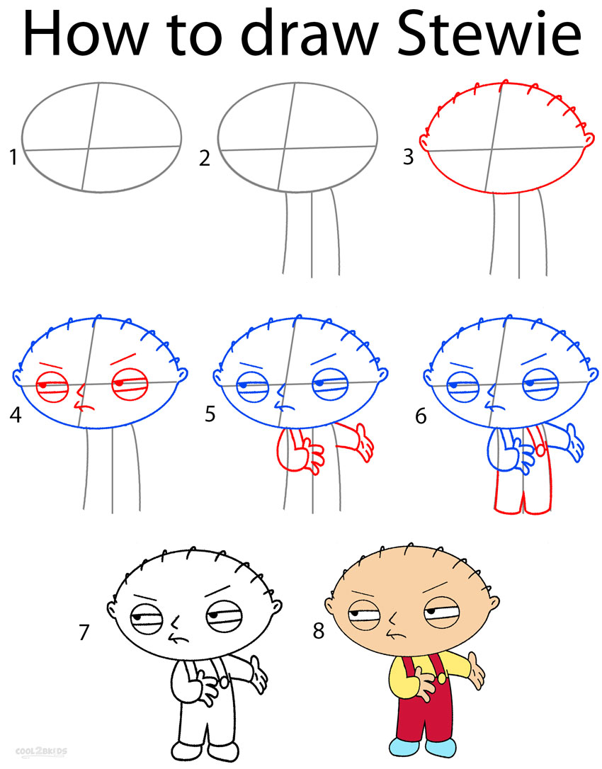 850x1086 How To Draw Stewie Step By Step Drawing Tutorial With Pictures