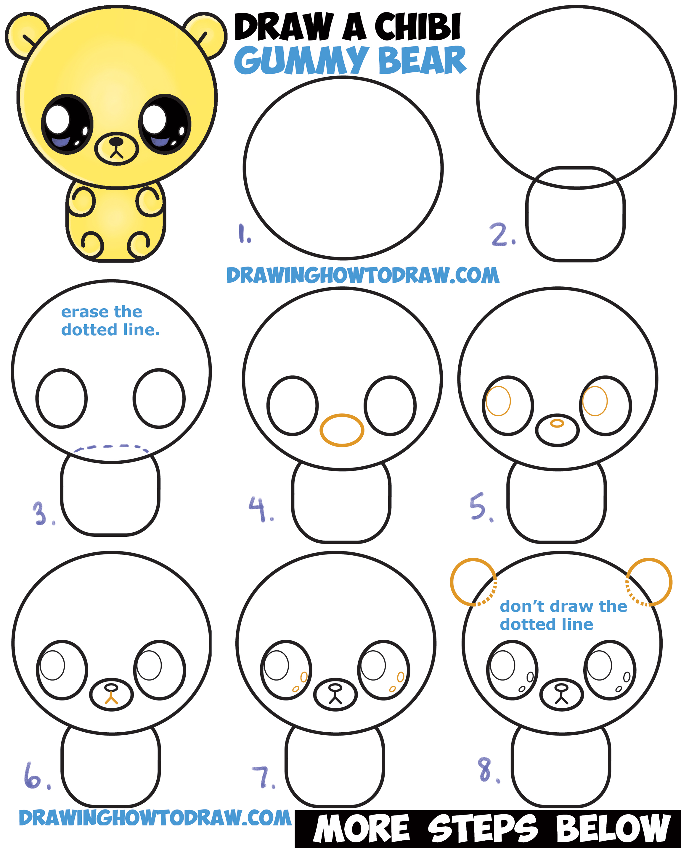 2300x2866 How To Draw A Cute Chibi Kawaii Cartoon Gummy Bear Easy Step