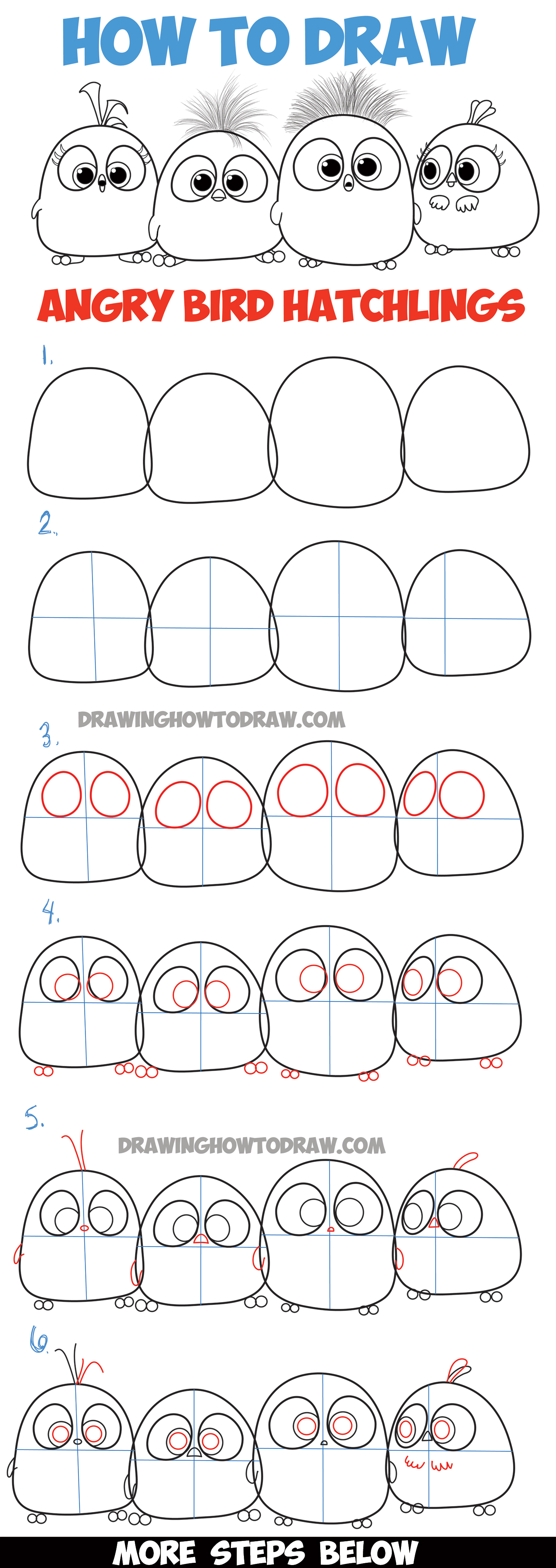 1500x4228 How To Draw Angry Bird Hatchlings Baby Birds