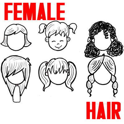 400x400 How To Draw Girls Hair Styles For Cartoon Characters Drawing