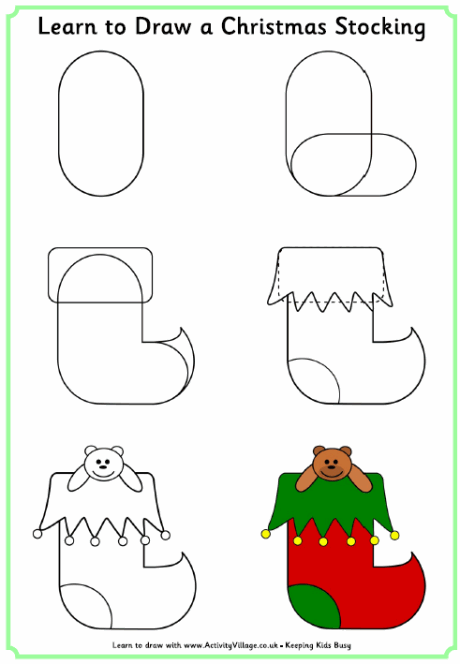 460x664 Learn To Draw A Christmas Stocking Drawing