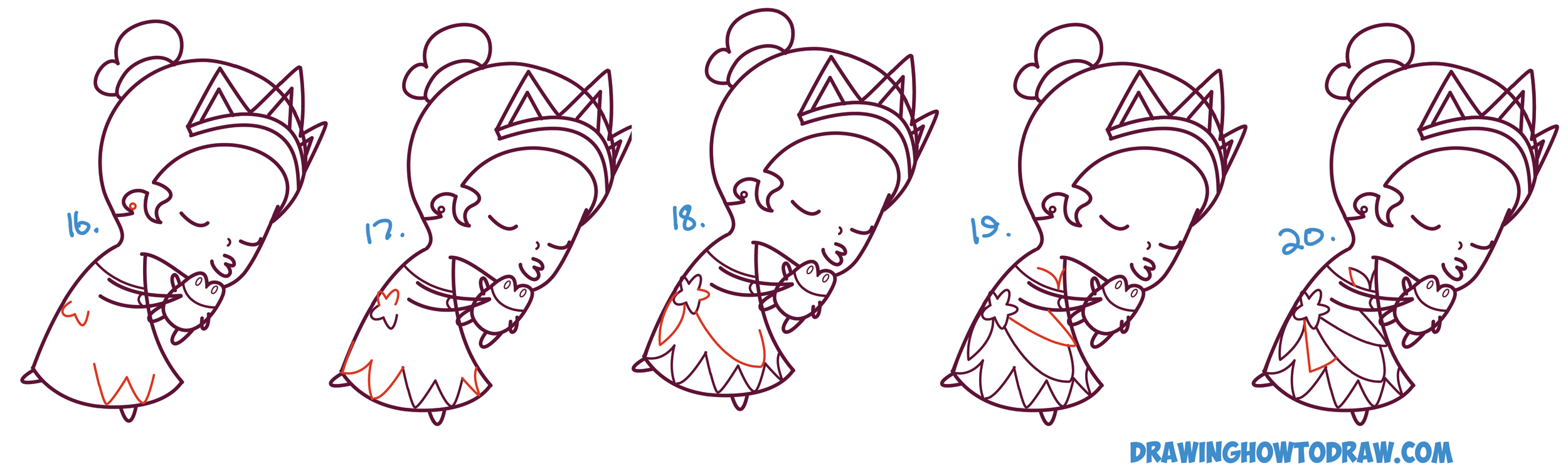 2500x746 How To Draw Princess Tiana Kissing A Frog (Cute Chibi Kawaii