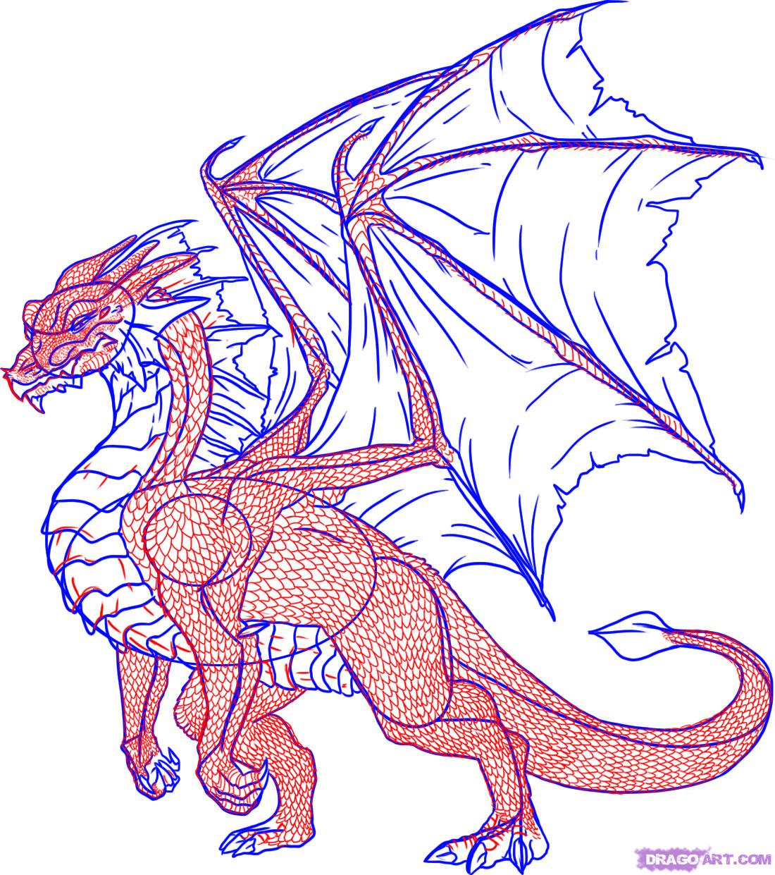 1100x1241 How To Draw A Dragon Step 8 Pinned