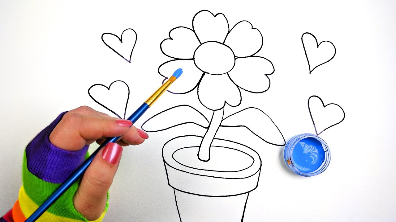 1280x720 Step By Step Drawing Flowers For Kids How To Draw Color And Paint