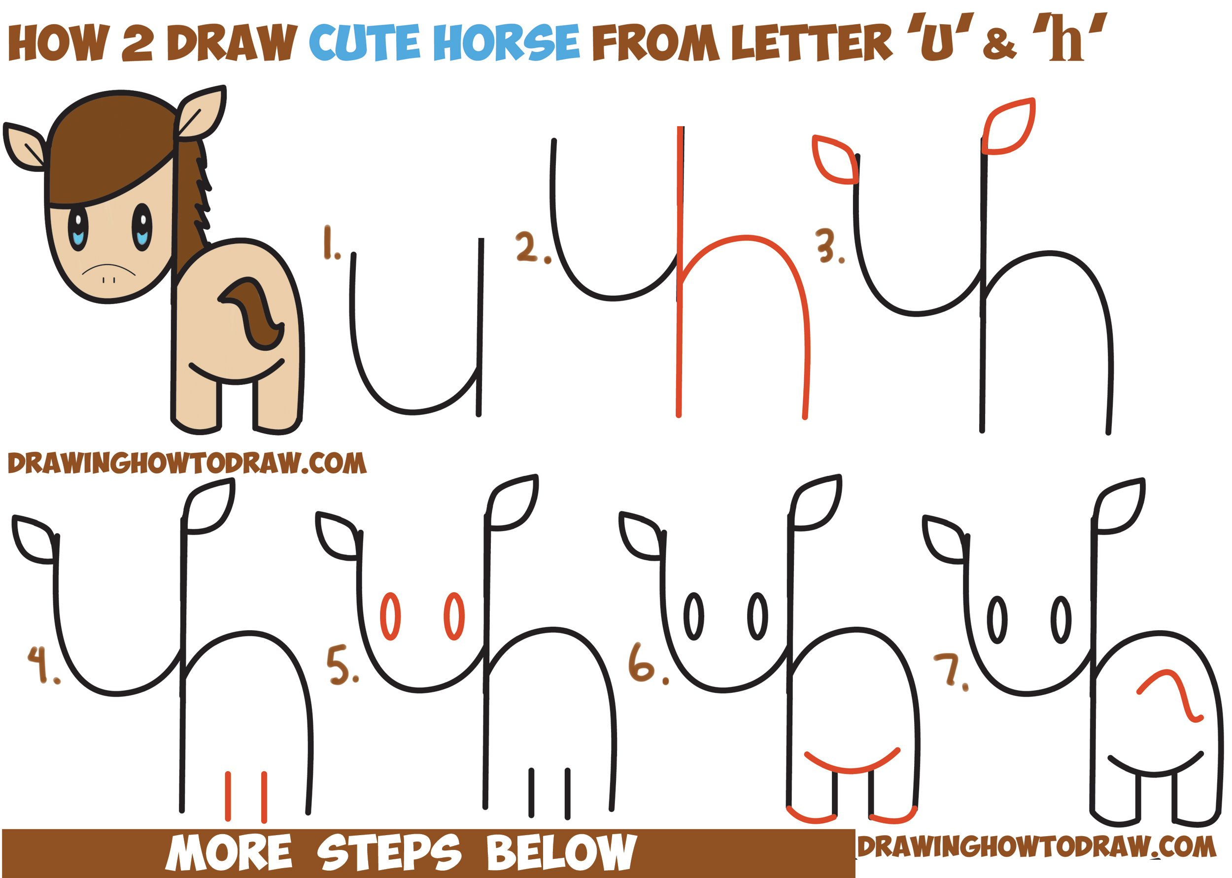 2500x1782 How To Draw A Cute Kawaii Chibi Horse From Letters And Simple