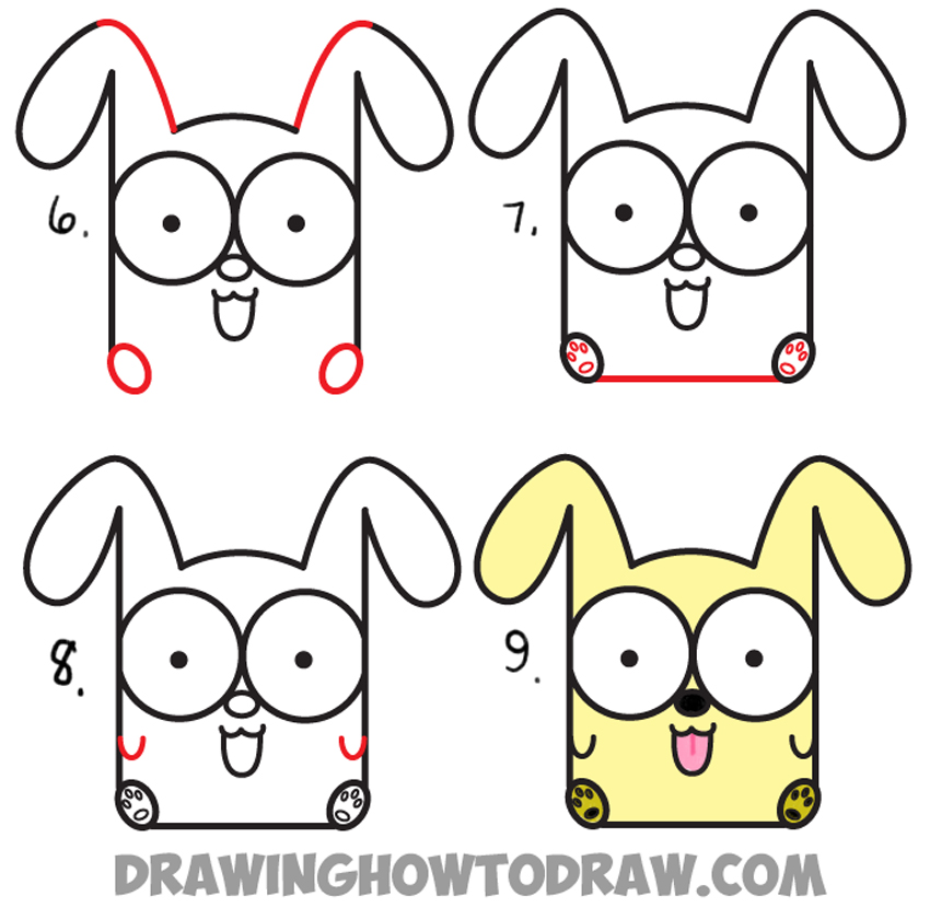 850x840 How To Draw Cartoon Baby Dog Or Puppy From Letters Easy Step By
