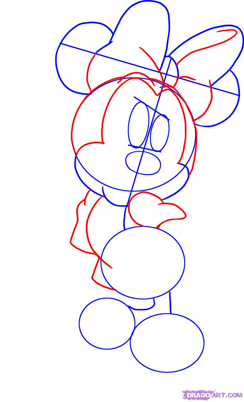 784x1290 A Drawing Of Minnie Mouse How To Draw Minnie Mouse, Step By Step