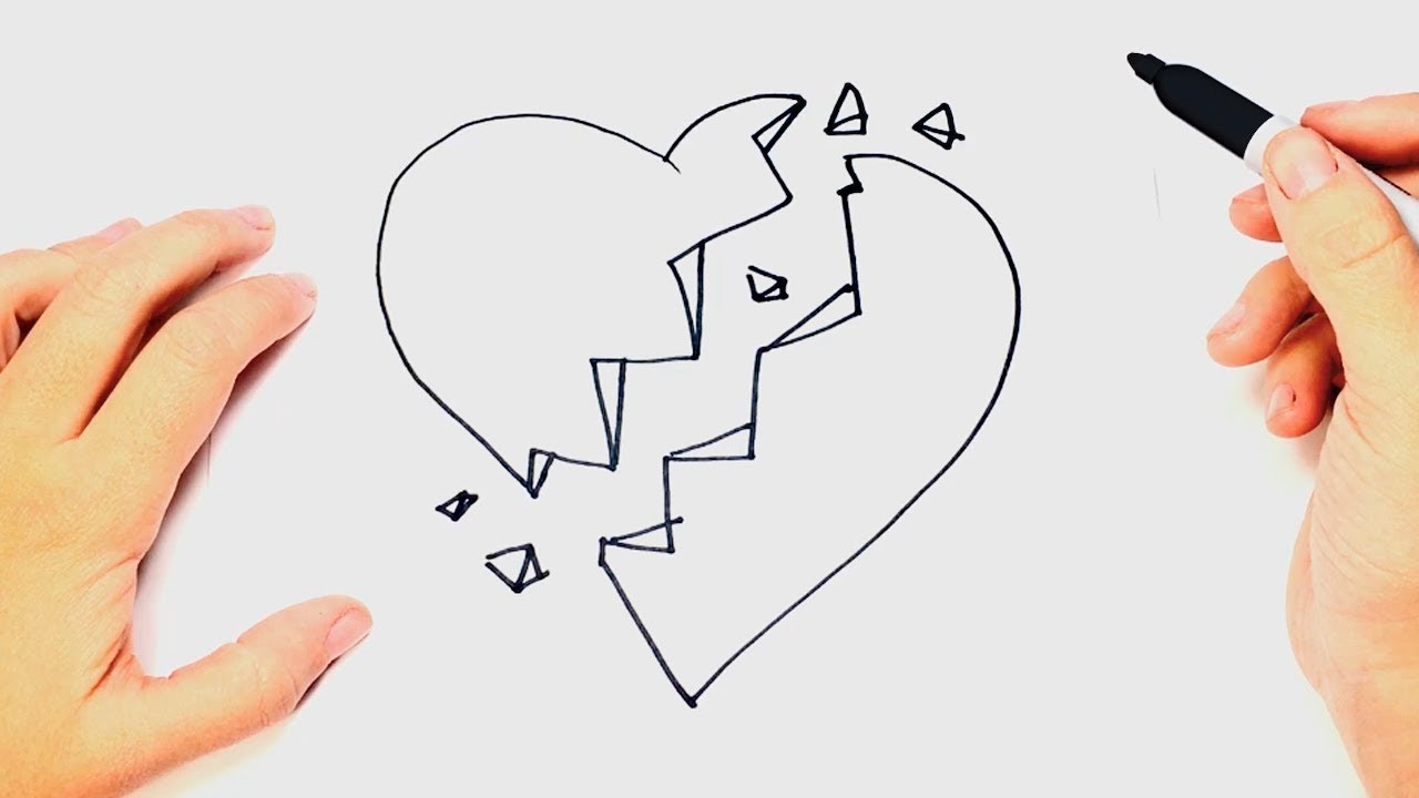 1280x720 How To Draw A Broken Heart Step By Step Easy Drawings