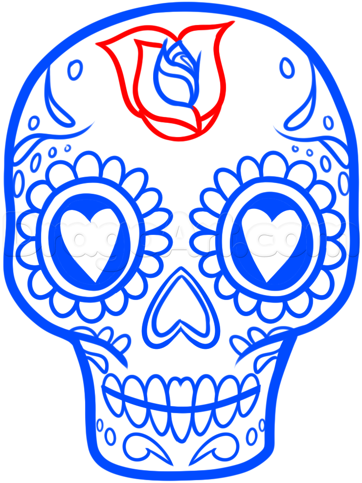 740x987 How To Draw A Sugar Skull Easy, Step By Step, Skulls, Pop Culture