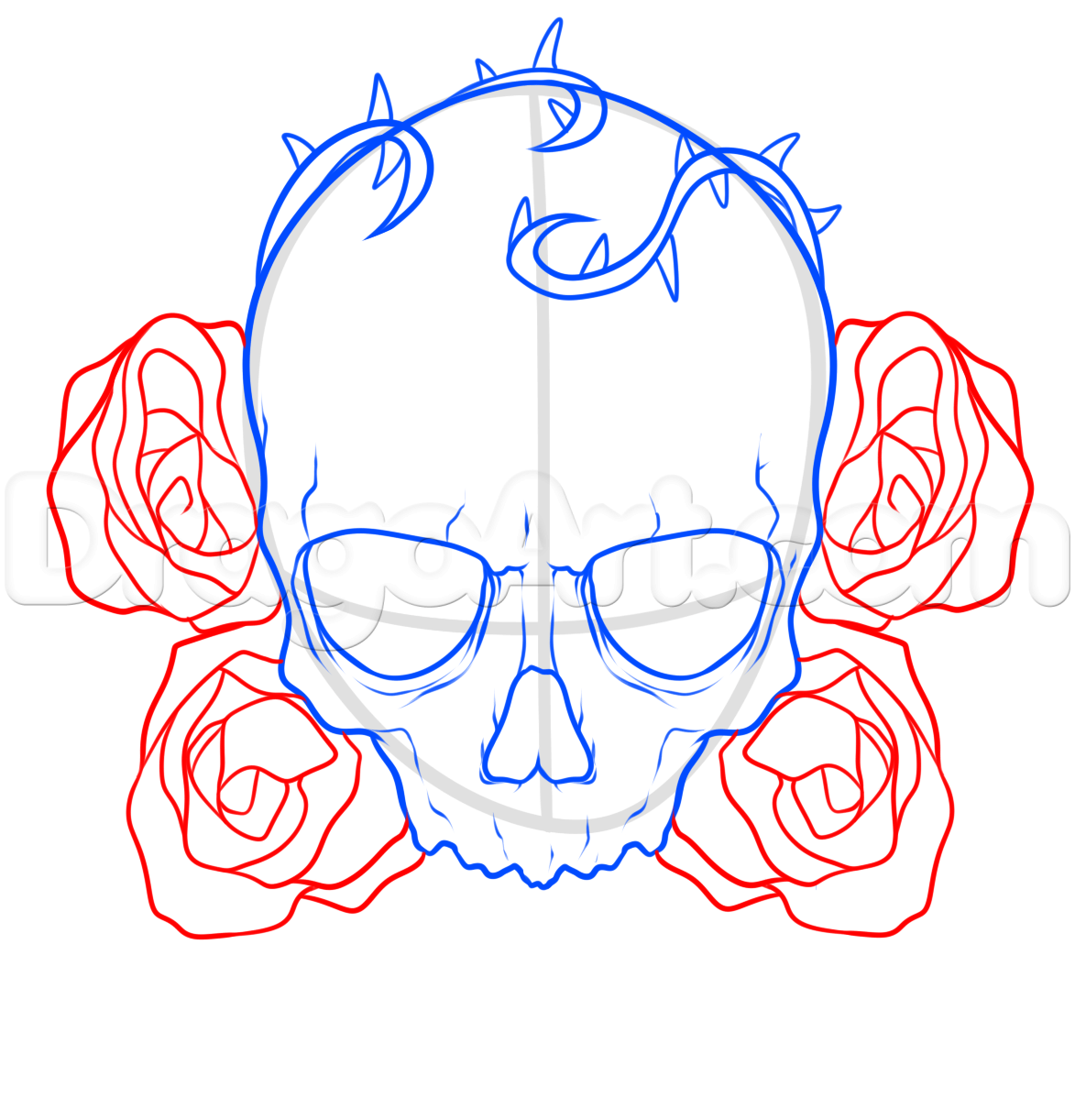 1173x1222 How To Draw A Skull And Roses Tattoo Step 5 Tattoos