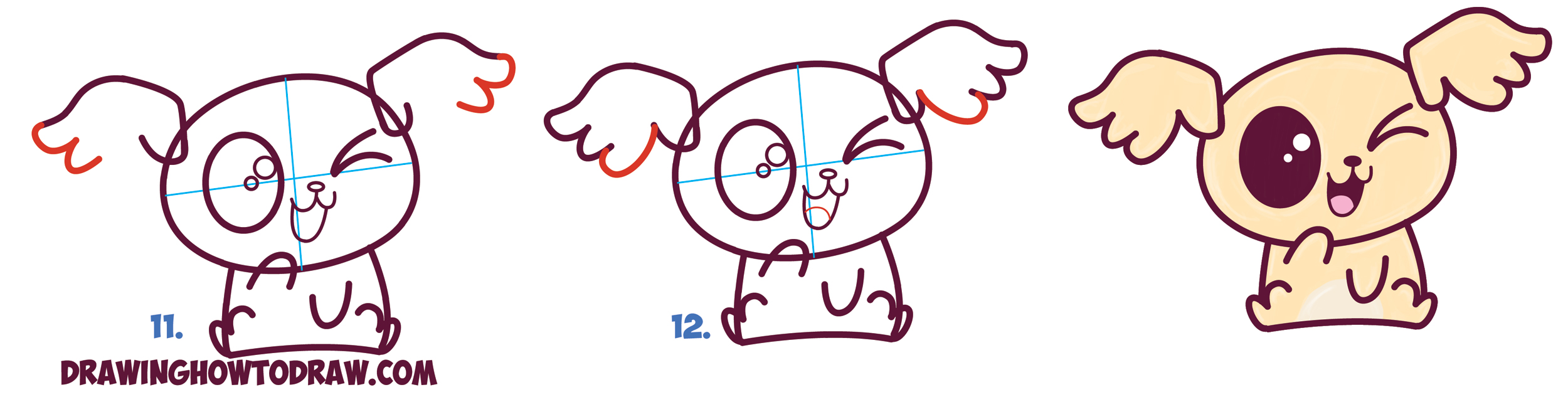 2500x633 How To Draw Cute Kawaii Chibi Puppy Dogs With Easy Step By Step