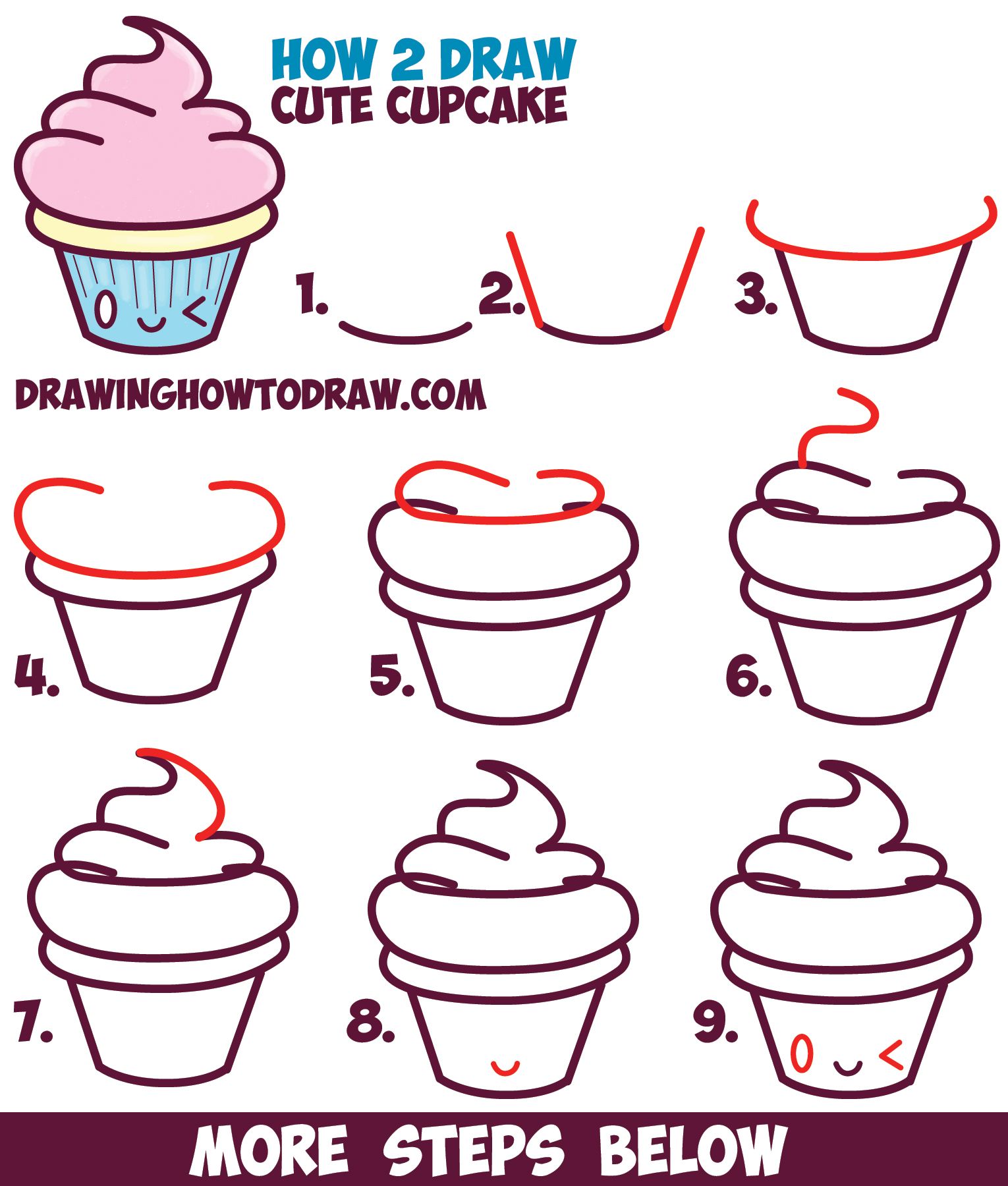 1530x1800 How To Draw Cute Kawaii Cupcake With Face On It