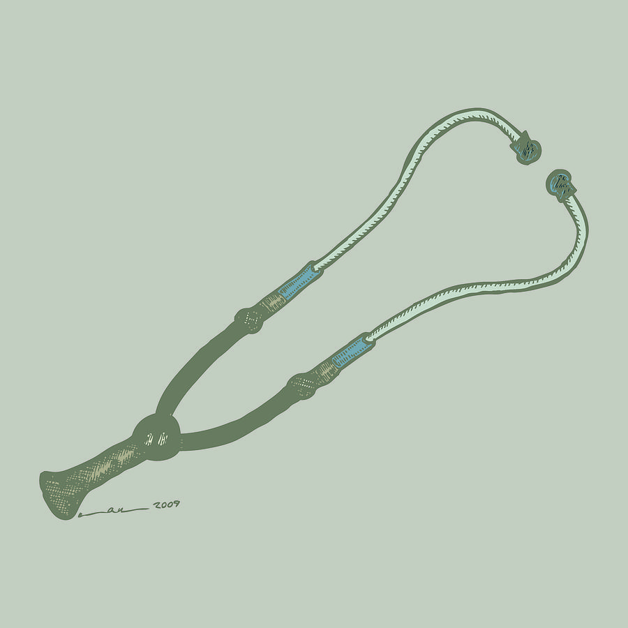 900x900 Vintage Stethoscope Drawing By Karl Addison