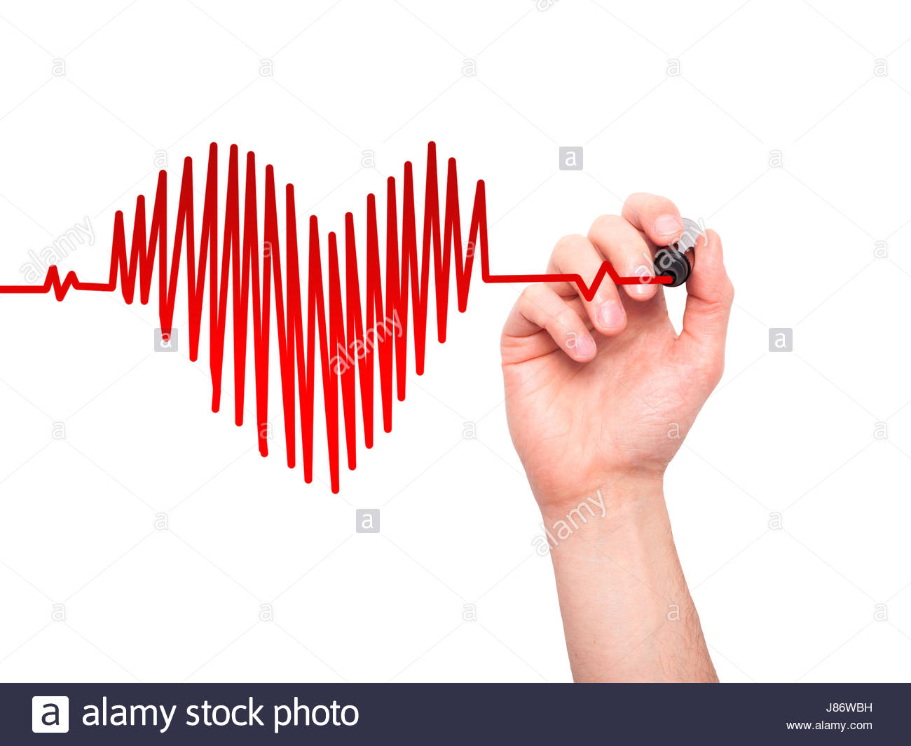1300x1064 Closeup Of Hand Drawing Heart Beat In Heart Shape With Stethoscope