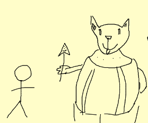 300x250 Stick Man With Greater Dog In Background