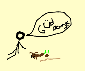 300x250 Man Praises His Pet Dog For Pooping On Stick (Drawing By Zioneig)