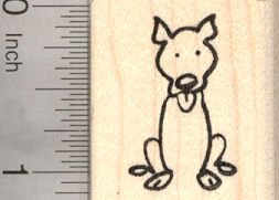 253x181 Pitbull Dog Stick Figure Rubber Stamp Arts, Crafts